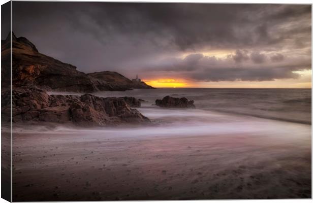 Stormy sunrise at Bracelet Bay Canvas Print by Leighton Collins