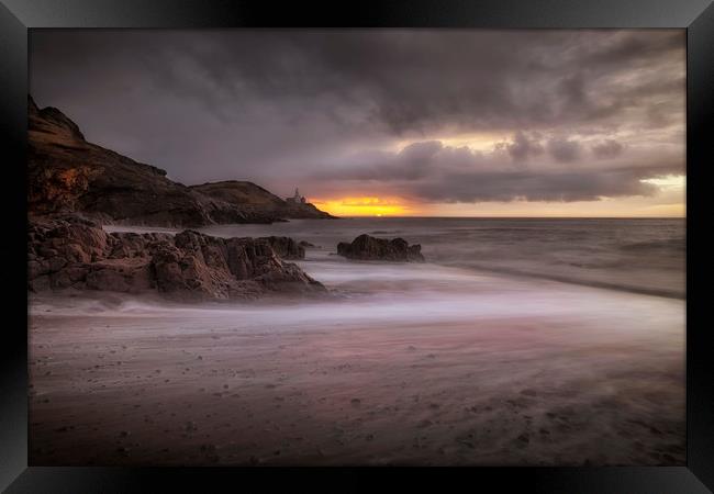 Stormy sunrise at Bracelet Bay Framed Print by Leighton Collins