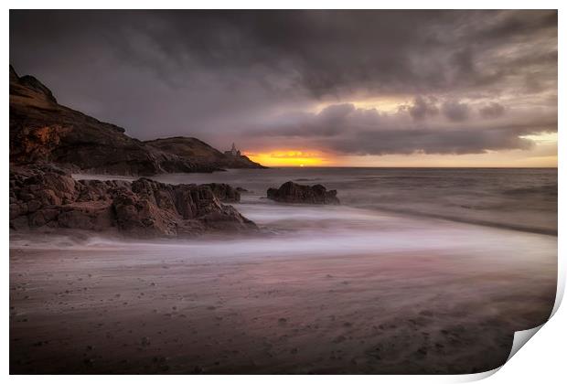Stormy sunrise at Bracelet Bay Print by Leighton Collins