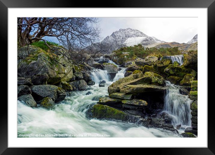 Snow Covered Tryfan Framed Mounted Print by Ian Mitchell