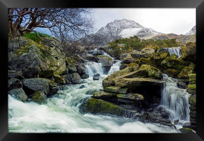 Snow Covered Tryfan Framed Print by Ian Mitchell