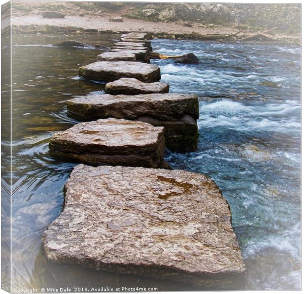 The Stepping Stones, Dovedale Canvas Print by Mike Dale