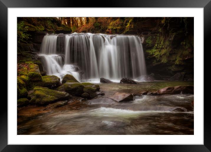 Waterfall in Pontardawe, Swansea Framed Mounted Print by Leighton Collins