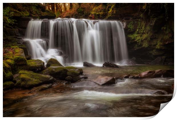 Waterfall in Pontardawe, Swansea Print by Leighton Collins