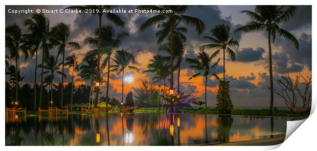 Sunset by the pool Print by Stuart C Clarke