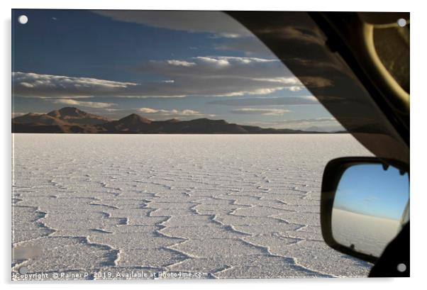 Driving through Salar de Uyuni Acrylic by Lensw0rld 