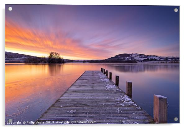 Llangorse Lake Golden Sunrise. Acrylic by Philip Veale