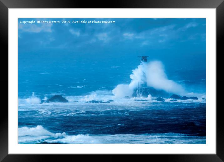 Stormy Weather at Longships Framed Mounted Print by Terri Waters