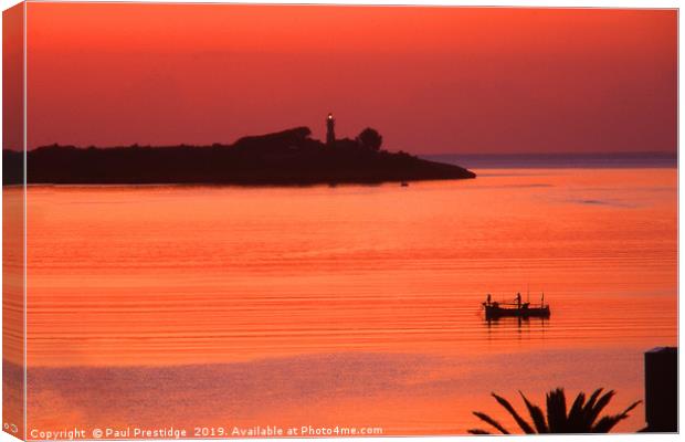 Dawn in the Bay of Pollenca, Mallorca Canvas Print by Paul F Prestidge