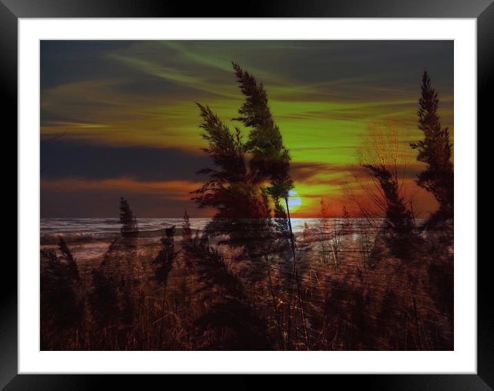 Sunset over the beach                             Framed Mounted Print by sylvia scotting