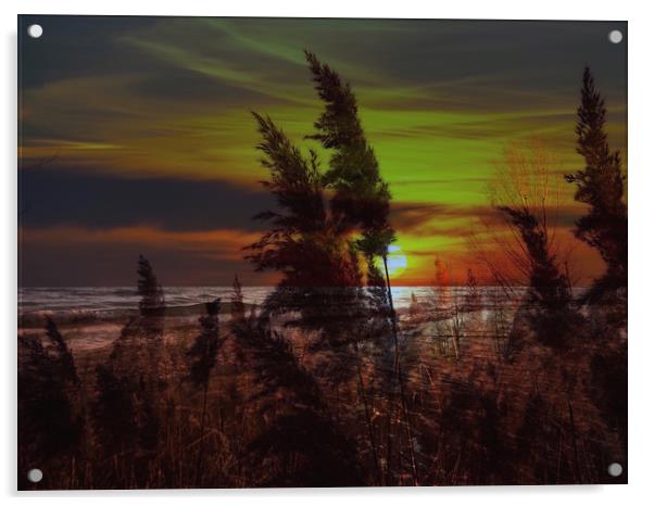 Sunset over the beach                             Acrylic by sylvia scotting