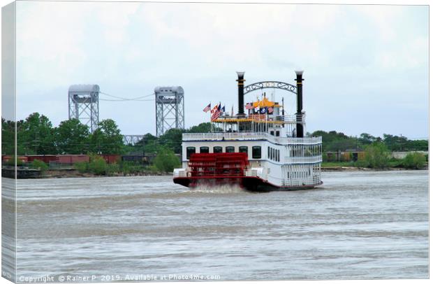 Steamboat on the Mississippi  Canvas Print by Lensw0rld 