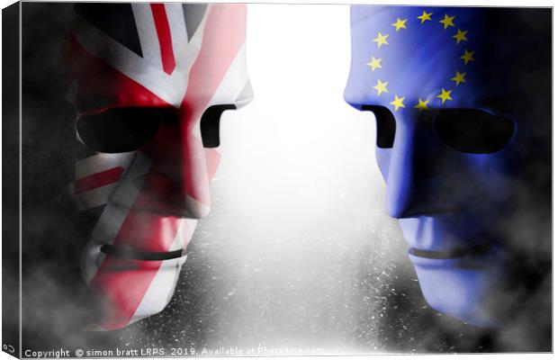 Brexit head to head faces UK and EU Canvas Print by Simon Bratt LRPS