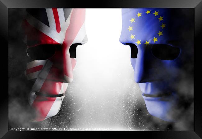 Brexit head to head faces UK and EU Framed Print by Simon Bratt LRPS