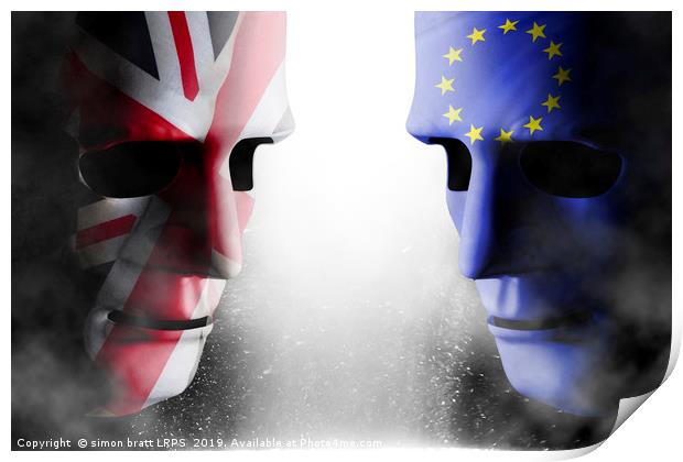 Brexit head to head faces UK and EU Print by Simon Bratt LRPS