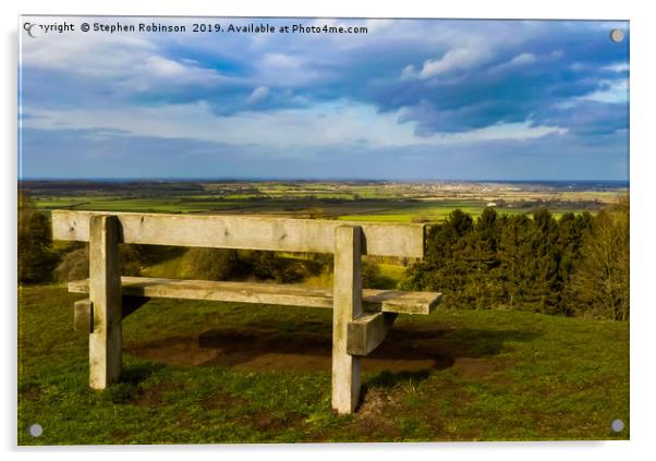View from a bench...Warwickshire Acrylic by Stephen Robinson