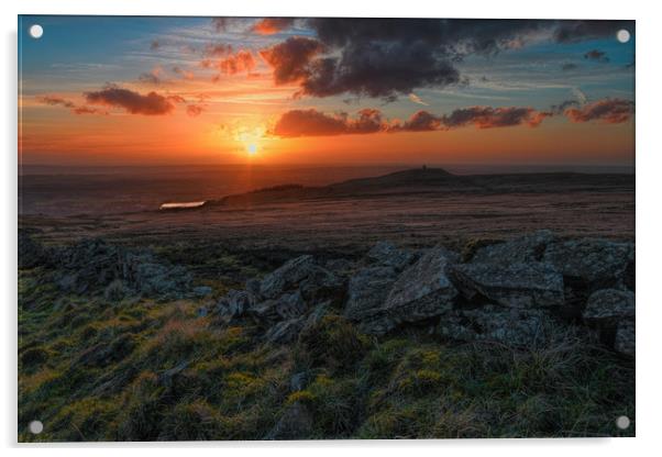 Rivington pike sunset Acrylic by Robert Fielding