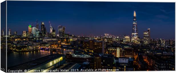 Night view of the city of London Canvas Print by Creative Photography Wales