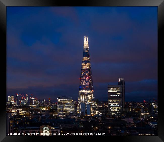 Night view of the Shard, City of London Framed Print by Creative Photography Wales