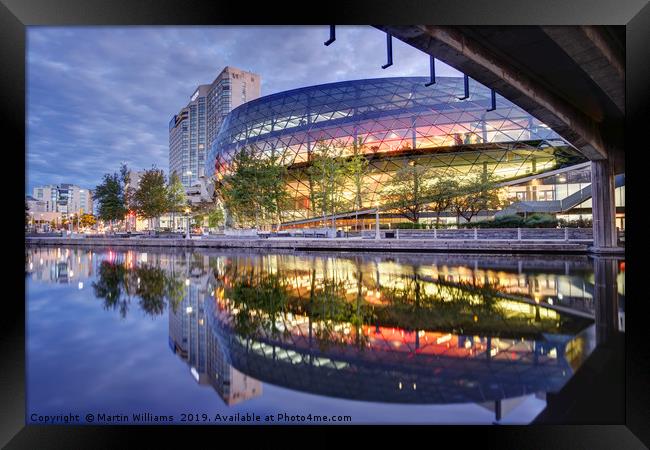 Ottawa convention centre and Rideau Canal Framed Print by Martin Williams