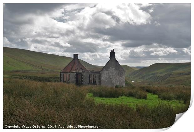 Ruined Farm Cottage, Scotland Print by Lee Osborne
