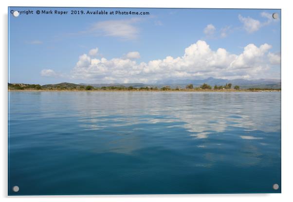 Beautiful blue mediterranean sea with clouds refle Acrylic by Mark Roper