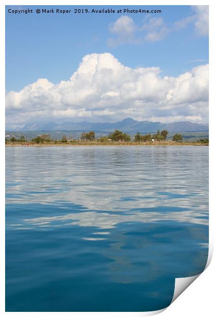 Beautiful blue mediterranean sea with clouds refle Print by Mark Roper