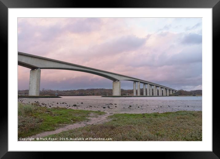 Orwell Bridge in Suffolk with beautiful sky  Framed Mounted Print by Mark Roper