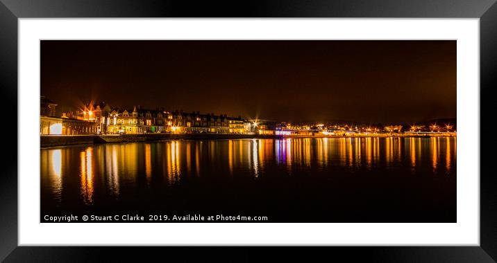 Swanage at night Framed Mounted Print by Stuart C Clarke