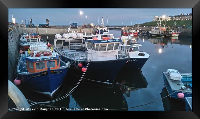 Boats At Seahouses At night Framed Print by Kevin Maughan