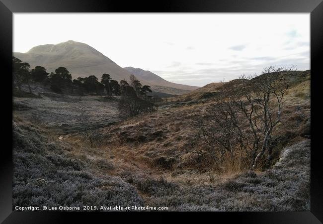 Winter Hike in the Highlands Framed Print by Lee Osborne