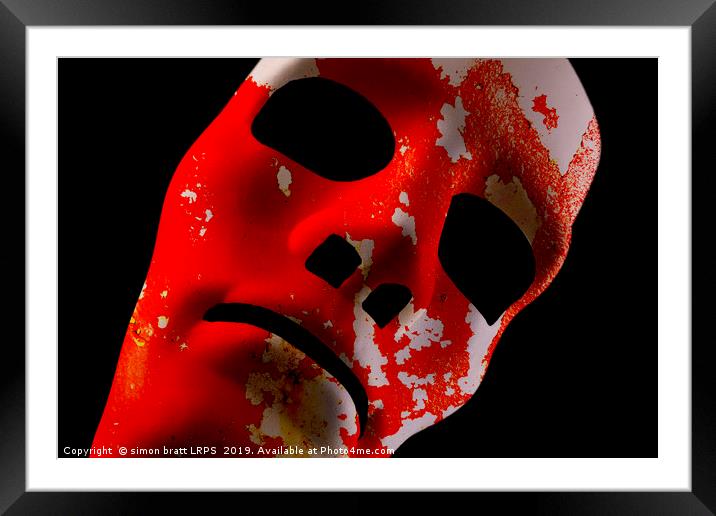 Red robot face with grunge texture Framed Mounted Print by Simon Bratt LRPS