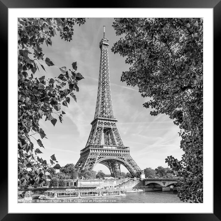 PARIS Eiffel Tower & River Seine | Monochrome Framed Mounted Print by Melanie Viola