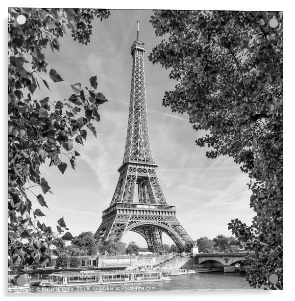 PARIS Eiffel Tower & River Seine | Monochrome Acrylic by Melanie Viola