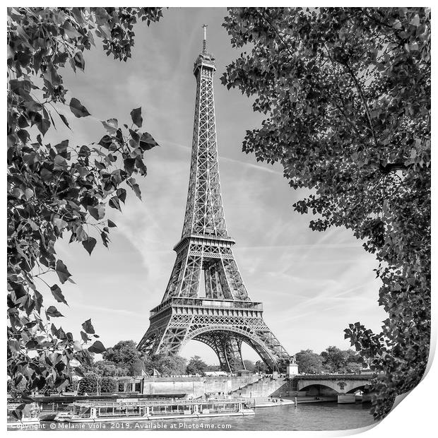 PARIS Eiffel Tower & River Seine | Monochrome Print by Melanie Viola