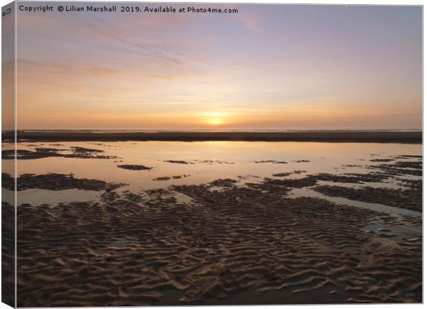 Sunset over Cleveleys Beach.  Canvas Print by Lilian Marshall