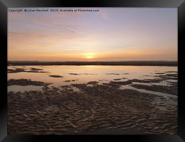 Sunset over Cleveleys Beach.  Framed Print by Lilian Marshall