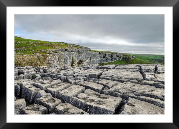 Limestone Pavement above Malham Cove Framed Mounted Print by Diana Mower