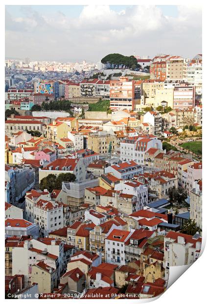 View over the beautiful roof tops in Lisbon Print by Lensw0rld 