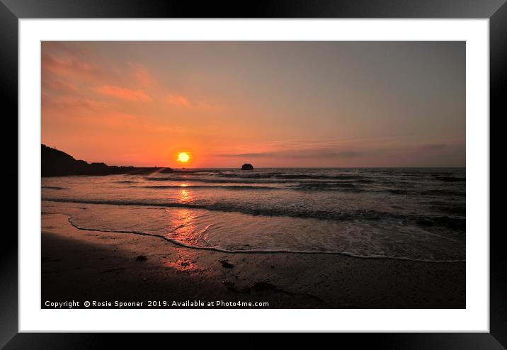 Sunrise on Millendreath Beach Looe in Cornwall Framed Mounted Print by Rosie Spooner