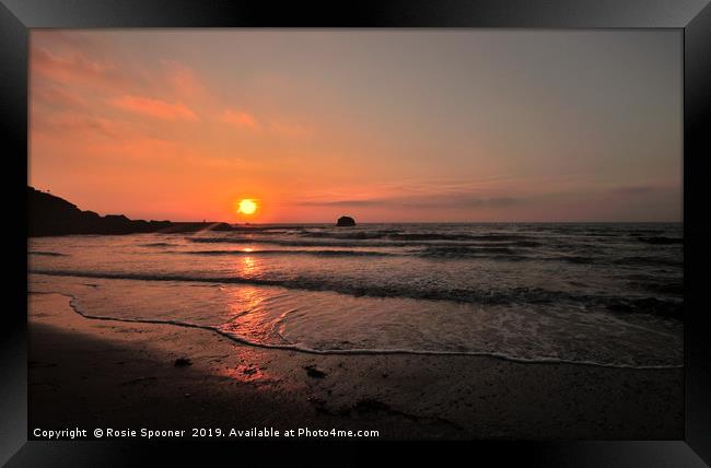 Sunrise on Millendreath Beach Looe in Cornwall Framed Print by Rosie Spooner
