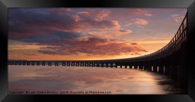 Tay train bridge at sunset  Framed Print by Lady Debra Bowers L.R.P.S
