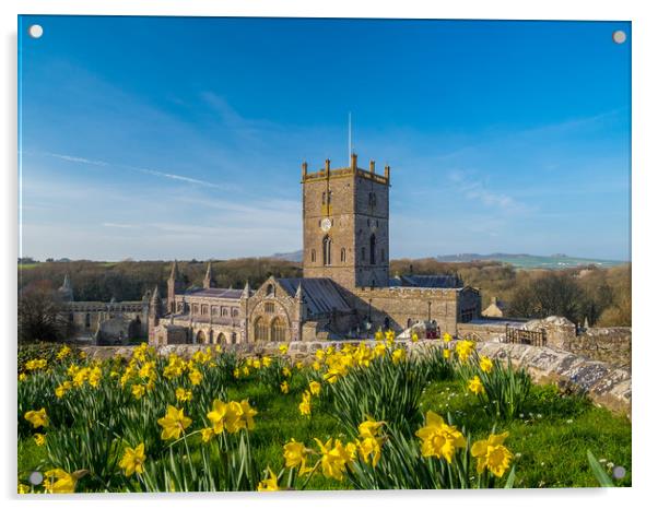 St David's Cathedral, Pembrokeshire, Wales. Acrylic by Colin Allen