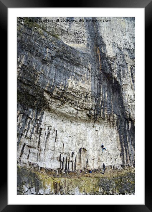 Rock climbers at Malham Cove Framed Mounted Print by David Birchall