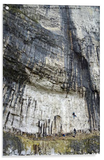 Rock climbers at Malham Cove Acrylic by David Birchall