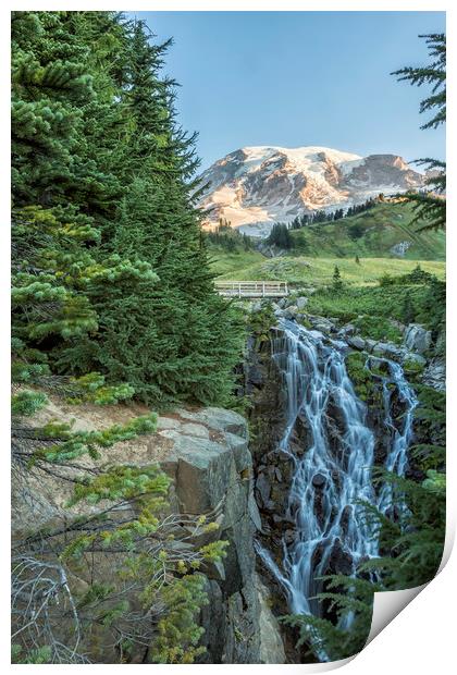 Early Morning at Myrtle Falls Print by Belinda Greb