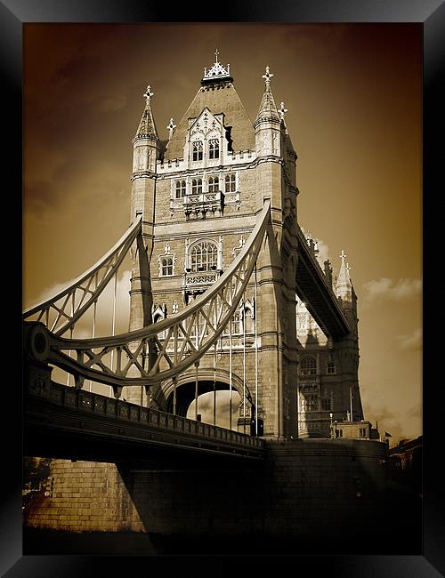 Majestic Tower Bridge in Sepia Framed Print by Jonathan Pankhurst