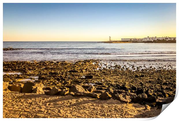 Playa de Las Cucharas in Costa Teguise in Lanzarot Print by Naylor's Photography
