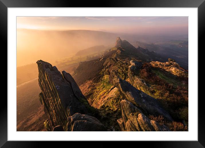 Ramshaw Rocks Sunrise, Peak District National park Framed Mounted Print by John Finney