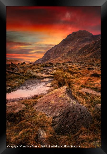 Tryfan Mountain Sunrise Framed Print by Adrian Evans